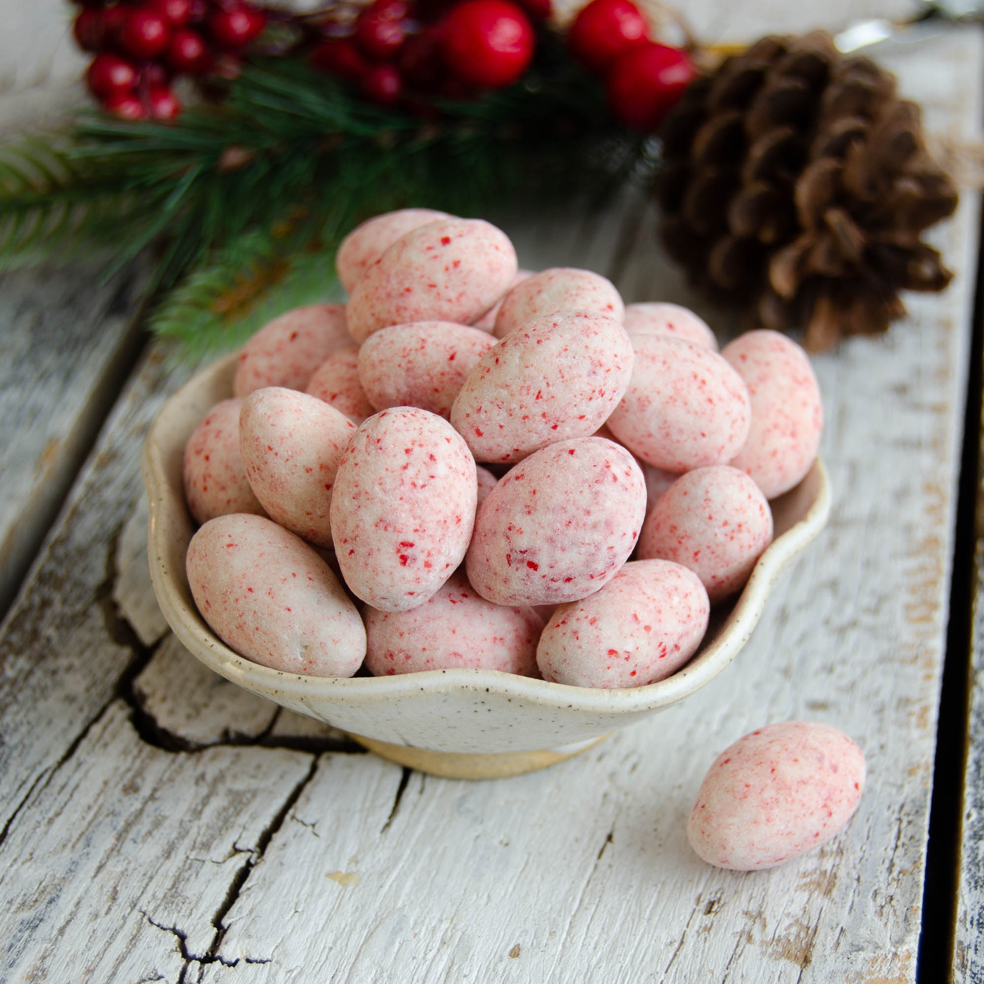Candy Cane Dusted Almonds