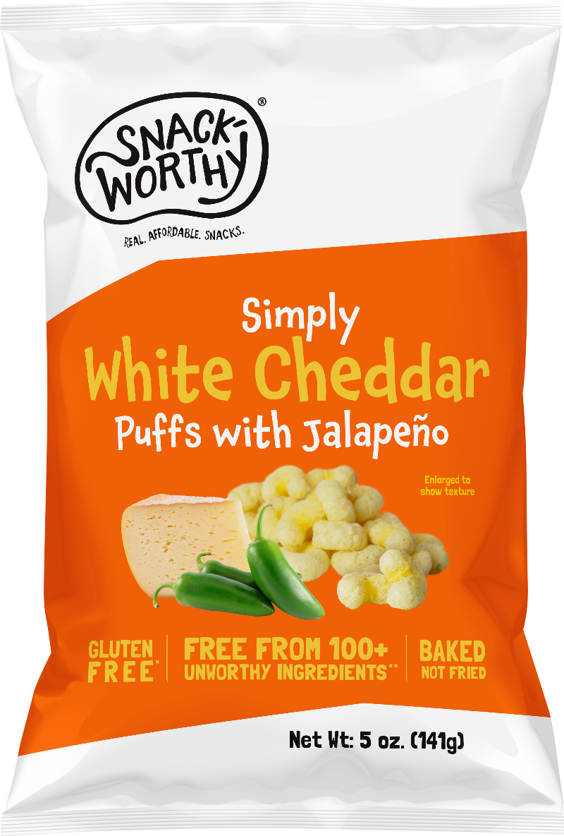 white cheddar corn puffs with jalapeno